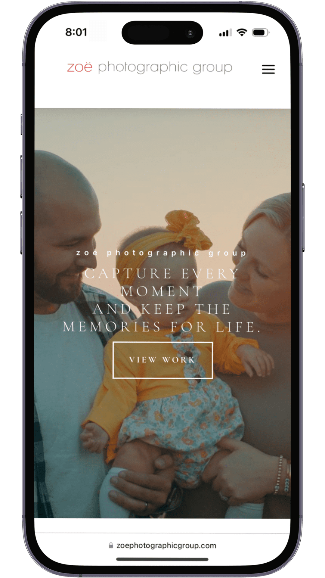 Zoe Photo Group Website Mockup Example - Parmenter Conversion Focused Web Design Agency