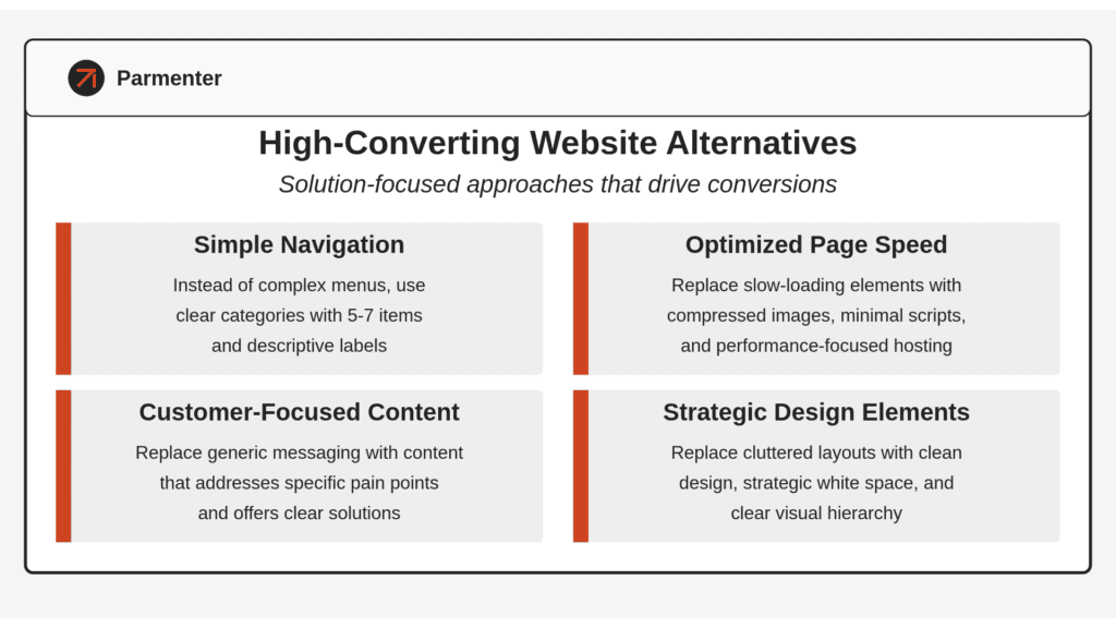5 Website Features That Are Costing You Sales (And Their High-Converting Alternatives) 2 Parmenter | Untitled design 12